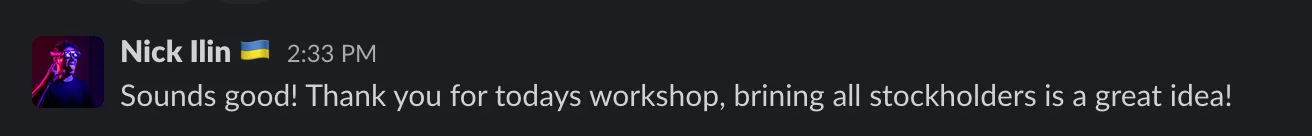 Workshop feedback — Nick Ilin