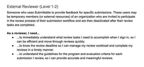 External reviewer persona