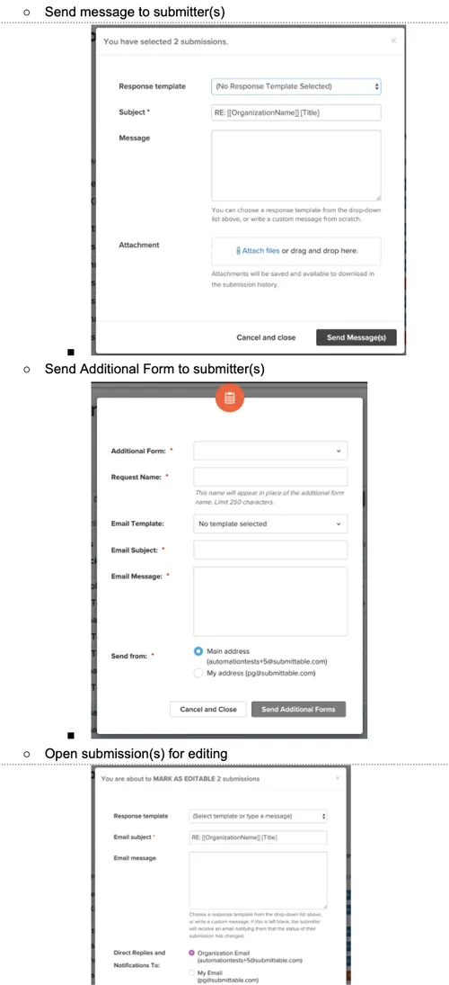 Submission list action audit — 3