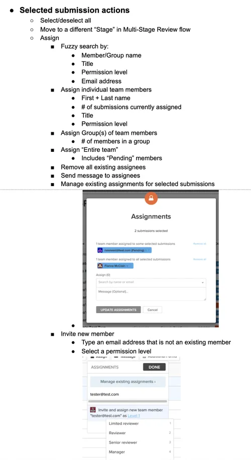 Submission list action audit — 5