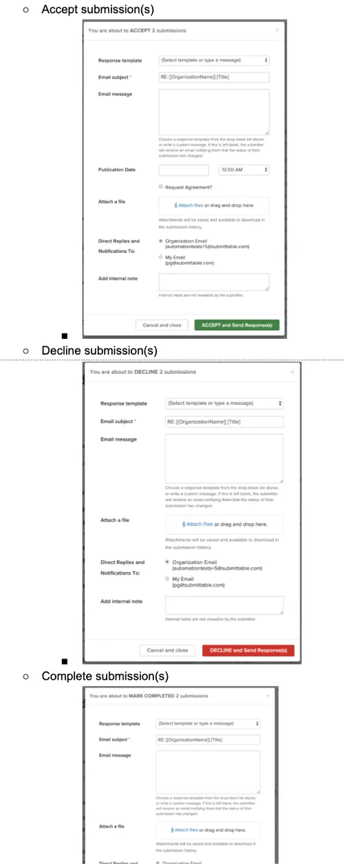 Submission list action audit — 6